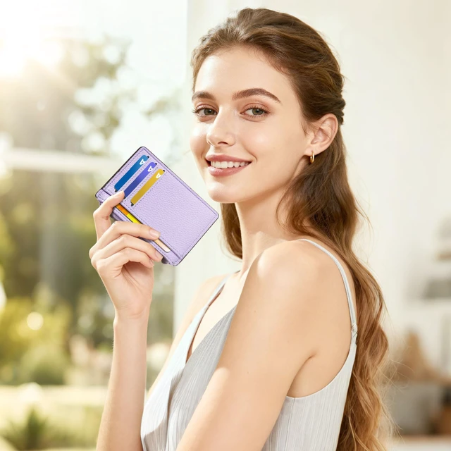 Alt view image 4 of 7 - Womens Credit Card Holder Wallet, Small Slim RFID Blocking Sleeve | Mini Tiny Cute ID Case, Minimalist Zipper Pocket Wallet, Thin Coin Purse, Mothers Gift