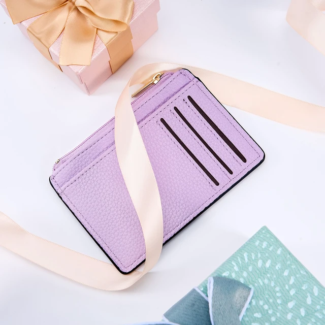 Alt view image 7 of 7 - Womens Credit Card Holder Wallet, Small Slim RFID Blocking Sleeve | Mini Tiny Cute ID Case, Minimalist Zipper Pocket Wallet, Thin Coin Purse, Mothers Gift