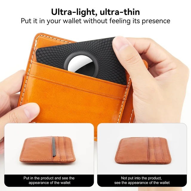 Alt view image 3 of 5 - Compatible with Apple AirTag (1st & 2nd Generation), Ultra Thin AirTag Wallet Holder 2 Pack, Slim AirTag Card Holder Case for Purse, Handbag, Backpack, or Clutch