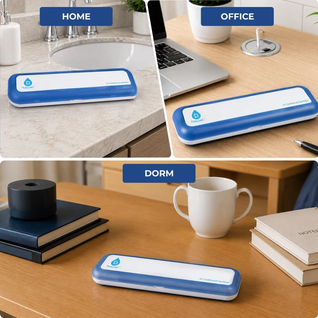 Alt view image 6 of 7 - Portable UV Toothbrush Sanitizer Case - Travel Toothbrush Sanitizer and Holder - For Electric and Manual Brush Heads with UV Light & Auto Shut Off Timer