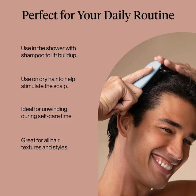 Alt view image 7 of 7 - Scalp Renewal Brush - Hairbrush Scalp Massager - Haze Blue | Exfoliating Hair Brush, Gentle Head Massage Brush to Remove Buildup, Boost Circulation & Relaxing Head Scrubber for Hair Wash