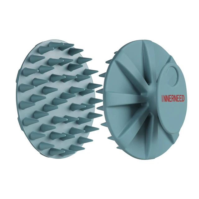 Alt view image 6 of 6 - One-piece Silicone Scalp Massager Shampoo Brush Hair Wash, Dark Green | INNERNEED Soft Bristles Scrub Head Scratcher, Head Massage Stress Relax, Wet & Dry Use for Thick Thin Curly Hair Care
