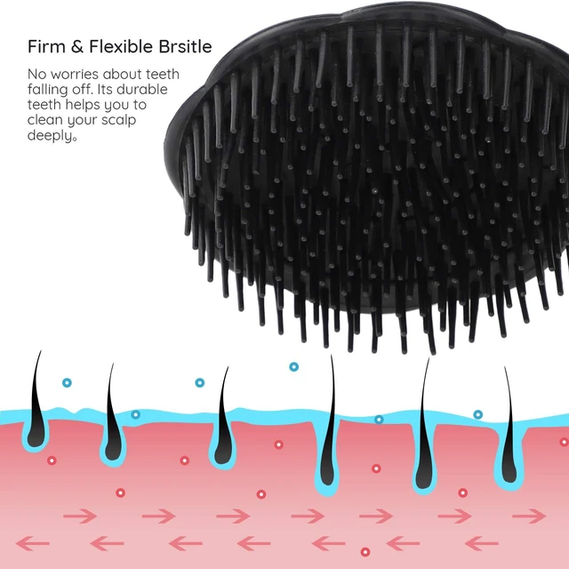 Alt view image 3 of 7 - 2pcs Scalp Massage Shampoo Brush, Massage Hair Brush Floriated Shower Comb for Deep Cleaning Hair Mens Hand Brush Growth Beard Brush Pet Grooming Brushes (Black)