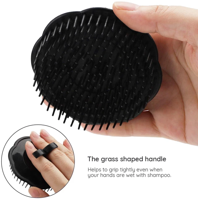 Alt view image 4 of 7 - 2pcs Scalp Massage Shampoo Brush, Massage Hair Brush Floriated Shower Comb for Deep Cleaning Hair Mens Hand Brush Growth Beard Brush Pet Grooming Brushes (Black)