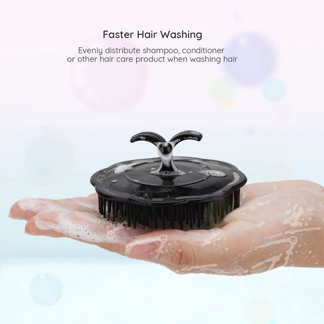 Alt view image 6 of 7 - 2pcs Scalp Massage Shampoo Brush, Massage Hair Brush Floriated Shower Comb for Deep Cleaning Hair Mens Hand Brush Growth Beard Brush Pet Grooming Brushes (Black)