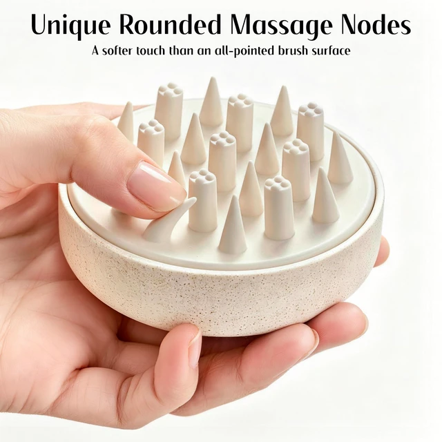 Alt view image 2 of 7 - Scalp Massager Hair Scrubber Shampoo Brush Exfoliator for Hair Growth | 2-in-1 Soft Silicone Bristles, Head Massager Gentle Cleaning Dandruff Removal, Wet Dry Use for for All Type Hair, Easy-Grip