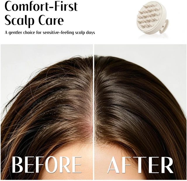 Alt view image 3 of 7 - Scalp Massager Hair Scrubber Shampoo Brush Exfoliator for Hair Growth | 2-in-1 Soft Silicone Bristles, Head Massager Gentle Cleaning Dandruff Removal, Wet Dry Use for for All Type Hair, Easy-Grip