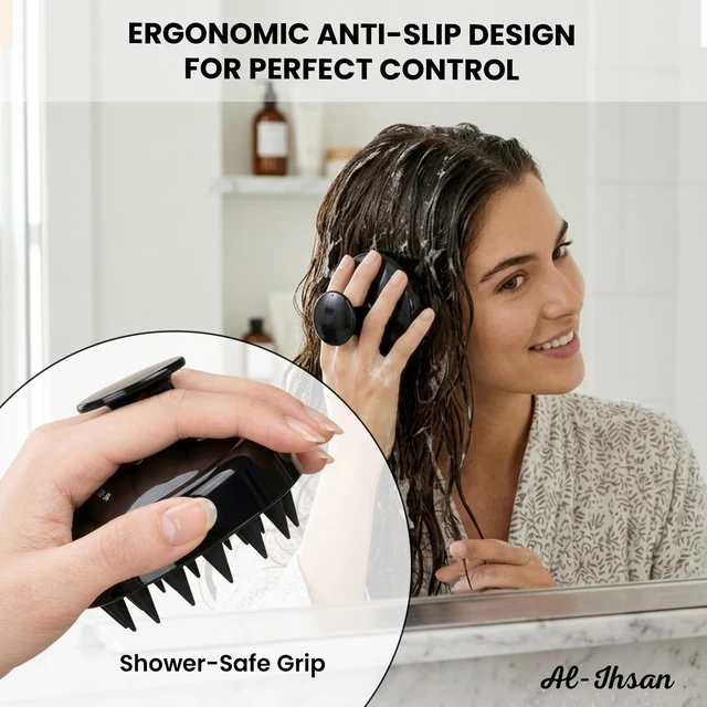 Alt view image 4 of 6 - Scalp Massager Shampoo Brush - Soft Silicone Bristles Scalp Brush for Hair Growth - Hair Scrubber for Exfoliation and Dandruff Removal - Stress Relief Head Massager for All Hair Type Black