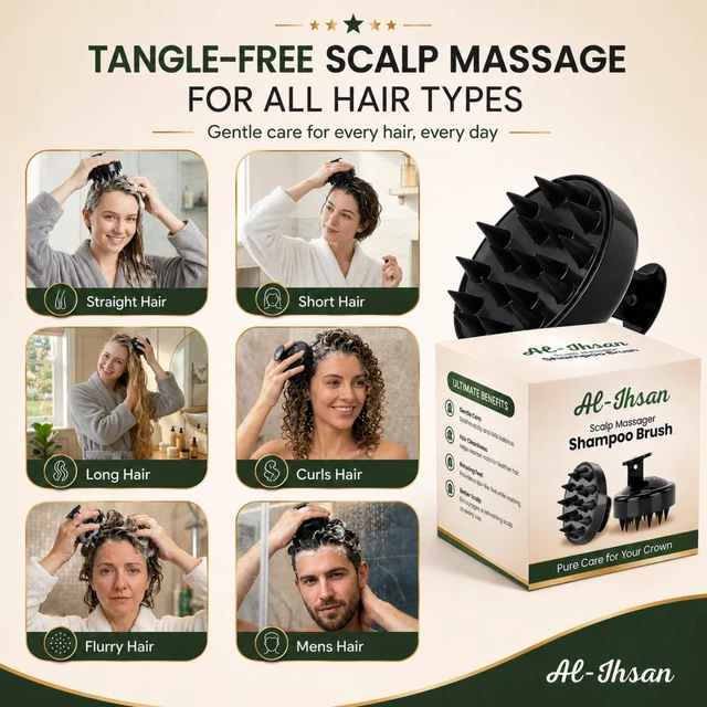 Alt view image 3 of 6 - Scalp Massager Shampoo Brush - Soft Silicone Bristles Scalp Brush for Hair Growth - Hair Scrubber for Exfoliation and Dandruff Removal - Stress Relief Head Massager for All Hair Type Black