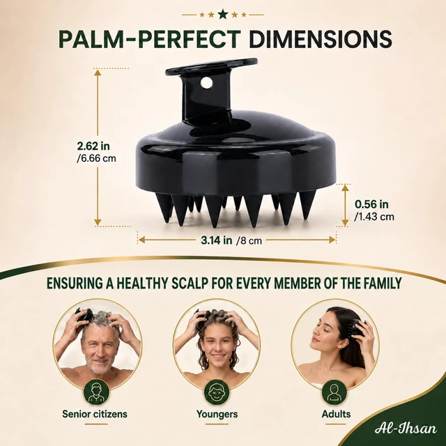 Alt view image 6 of 6 - Scalp Massager Shampoo Brush - Soft Silicone Bristles Scalp Brush for Hair Growth - Hair Scrubber for Exfoliation and Dandruff Removal - Stress Relief Head Massager for All Hair Type Black