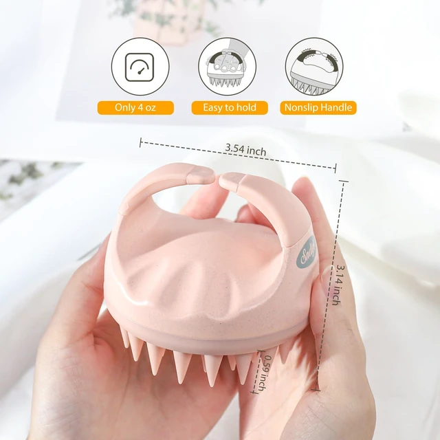Alt view image 4 of 7 - Scalp Massager Shampoo Brush, Scalp Scrubber with Soft Silicone Bristles, Scalp Exfoliator for Dandruff Removal, Scalp Massager for Hair Growth, Wet Dry Hair Brush for Scalp Care, Pink