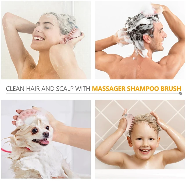 Alt view image 5 of 7 - Scalp Massager Shampoo Brush, Scalp Scrubber with Soft Silicone Bristles, Scalp Exfoliator for Dandruff Removal, Scalp Massager for Hair Growth, Wet Dry Hair Brush for Scalp Care, Pink