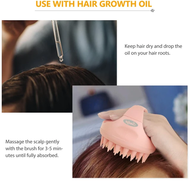 Alt view image 7 of 7 - Scalp Massager Shampoo Brush, Scalp Scrubber with Soft Silicone Bristles, Scalp Exfoliator for Dandruff Removal, Scalp Massager for Hair Growth, Wet Dry Hair Brush for Scalp Care, Pink