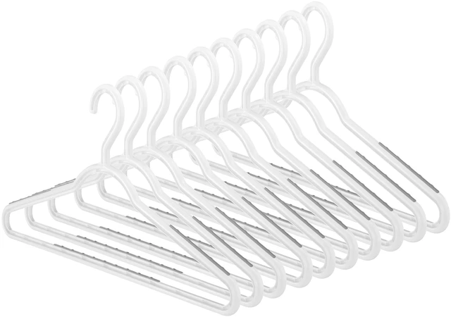 Main image of Non Slip Hangers, Slim Plastic Clothes Hangers, 10-Pack, Gray | Slim non slip hangers with rubber grips, durable plastic construction, ideal for wet or dry clothing and space-saving storage