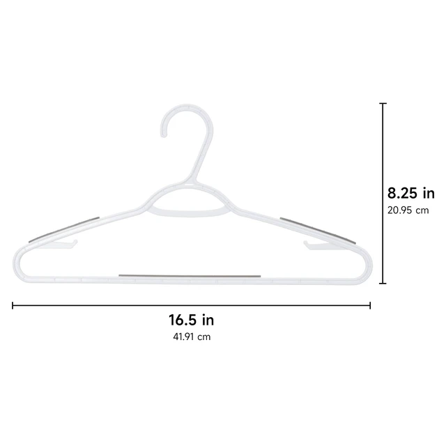 Alt view image 2 of 5 - Non Slip Hangers, Slim Plastic Clothes Hangers, 10-Pack, Gray | Slim non slip hangers with rubber grips, durable plastic construction, ideal for wet or dry clothing and space-saving storage