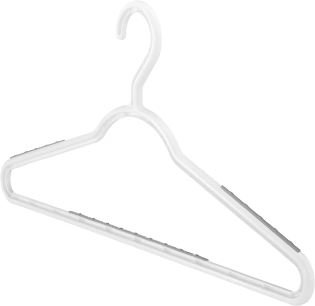 Alt view image 3 of 5 - Non Slip Hangers, Slim Plastic Clothes Hangers, 10-Pack, Gray | Slim non slip hangers with rubber grips, durable plastic construction, ideal for wet or dry clothing and space-saving storage