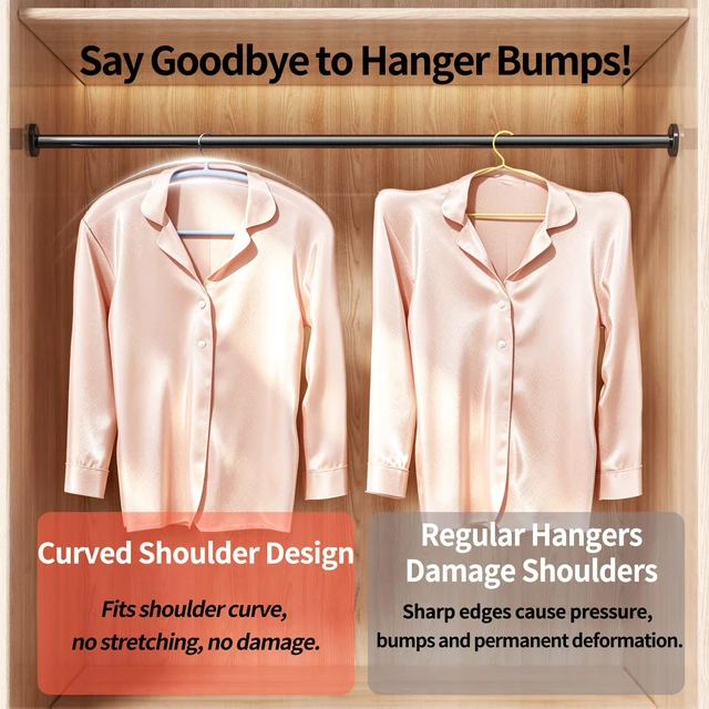 Alt view image 2 of 7 - 14 Pack Curved No Shoulder Bump Hangers, MultiColor Metal Hangers with NonSlip Plastic Coating, Heavy Duty Space Saving Coat Hangers for Shirts, Suits & Sweaters