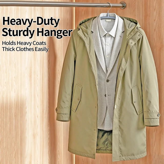 Alt view image 7 of 7 - 14 Pack Curved No Shoulder Bump Hangers, MultiColor Metal Hangers with NonSlip Plastic Coating, Heavy Duty Space Saving Coat Hangers for Shirts, Suits & Sweaters