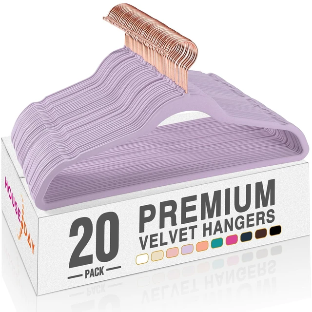 Main image of Lt-Purple Velvet Hangers 20 Pack, Premium Non-Slip Felt Clothes, Sturdy Heavy Duty Coat, Durable Hangers for Suits, Space Saving with No Hanger Mark, 360° Swivel Rotating Rose Gold Hook