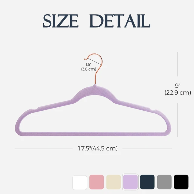 Alt view image 7 of 7 - Lt-Purple Velvet Hangers 20 Pack, Premium Non-Slip Felt Clothes, Sturdy Heavy Duty Coat, Durable Hangers for Suits, Space Saving with No Hanger Mark, 360° Swivel Rotating Rose Gold Hook