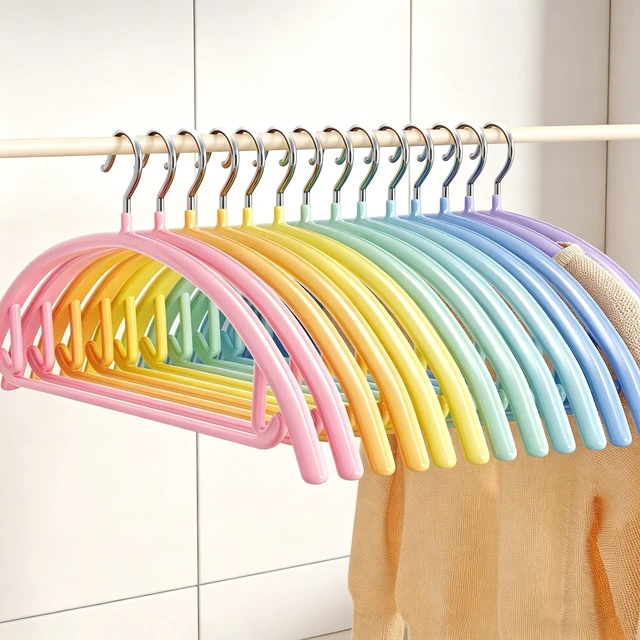 Main image of 14 Pack Metal Hangers, No Shoulder Bump Non-Slip Curved Sweater Hangers, 16.5 Inch Wide Multi-Color Space Saving Heavy Duty Hangers for Closet, Shirts, Pants, Coats, Jackets & Suits