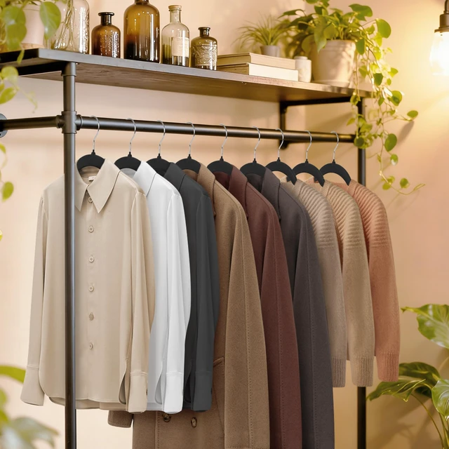 Alt view image 6 of 6 - 50 Pack Black Velvet Hangers Shirts, Non-Slip Felt Clothes Hangers 360°Swivel, Holds up to 10 lbs Slim Flocked Space Saving Coat Hangers for Pants Tank Top Dresses Closet Organizers, Black