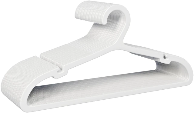 Main image of 30 Pack Clothes Hangers, Non Slip Plastic Coat Hangers, Space Saving Hangers, Heavy Duty, Hanging Dry Wet Clothes, 16.4" x 8.3", White, UAPY0530W