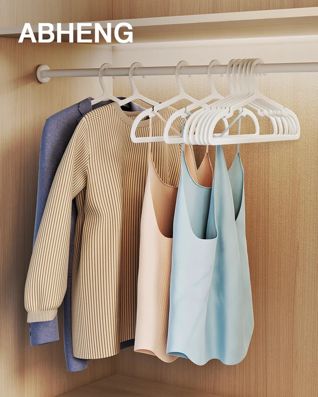 Alt view image 2 of 7 - 30 Pack Clothes Hangers, Non Slip Plastic Coat Hangers, Space Saving Hangers, Heavy Duty, Hanging Dry Wet Clothes, 16.4" x 8.3", White, UAPY0530W