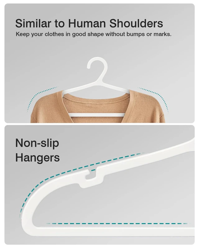 Alt view image 4 of 7 - 30 Pack Clothes Hangers, Non Slip Plastic Coat Hangers, Space Saving Hangers, Heavy Duty, Hanging Dry Wet Clothes, 16.4" x 8.3", White, UAPY0530W