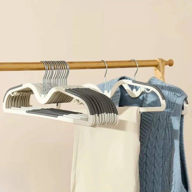 Alt view image 6 of 6 - 10 Short Neck Clothes Hanger Swivel Non Slip Slim Hangers Gray | 10Pack Clothes Drying Rack Space saving Non Slip Sturdy Lightweight Skirt Hangers