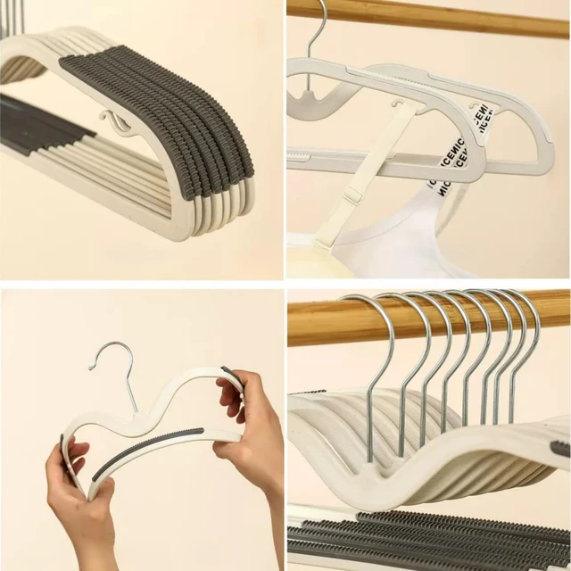 Alt view image 5 of 6 - 10 Short Neck Clothes Hanger Swivel Non Slip Slim Hangers Gray | 10Pack Clothes Drying Rack Space saving Non Slip Sturdy Lightweight Skirt Hangers
