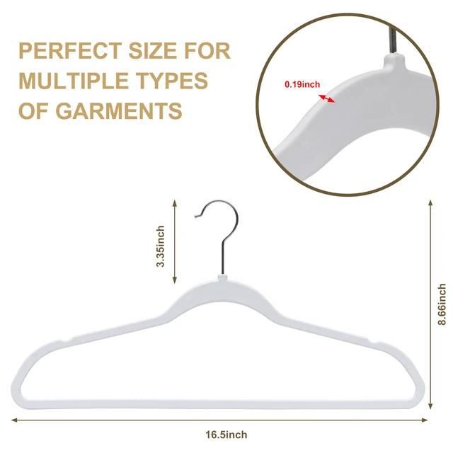Alt view image 3 of 6 - 10 Pack Slim Plastic Hangers for Clothes - 16.5" Won't Crease Your Clothes, Heavy Duty Non-Velvet Black Hangers, 360° Swivel Chrome Hook Dresses Coats Shirts (10, White)
