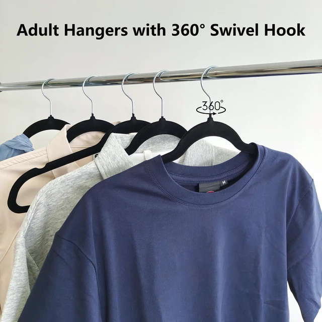 Alt view image 4 of 6 - Black Velvet Hangers 30 Pack, Adult Hangers Anti-Slip Slim Space Saving Hangers with 360° Swivel Hook, 17.5 Inch Clothes Hangers for Coats,Sweater,Jackets,Dresses, Shirts, Suits & T-Shirts