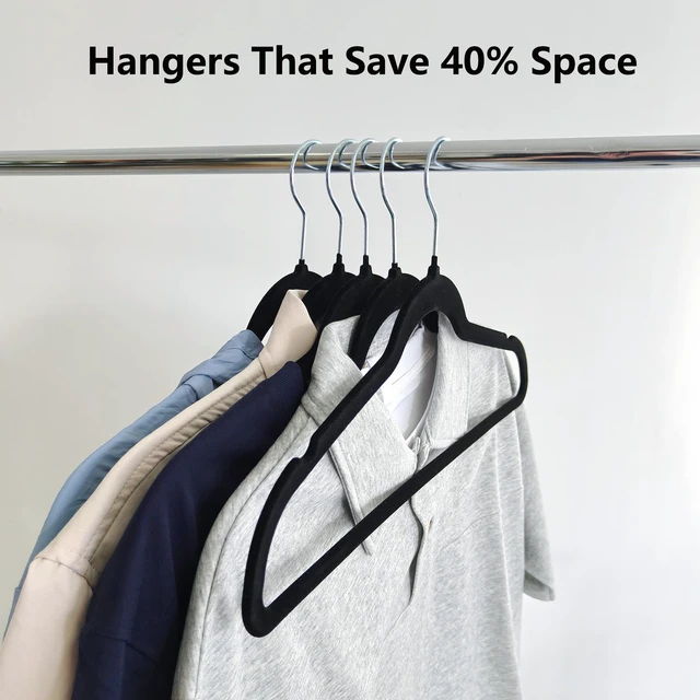 Alt view image 3 of 6 - Black Velvet Hangers 30 Pack, Adult Hangers Anti-Slip Slim Space Saving Hangers with 360° Swivel Hook, 17.5 Inch Clothes Hangers for Coats,Sweater,Jackets,Dresses, Shirts, Suits & T-Shirts