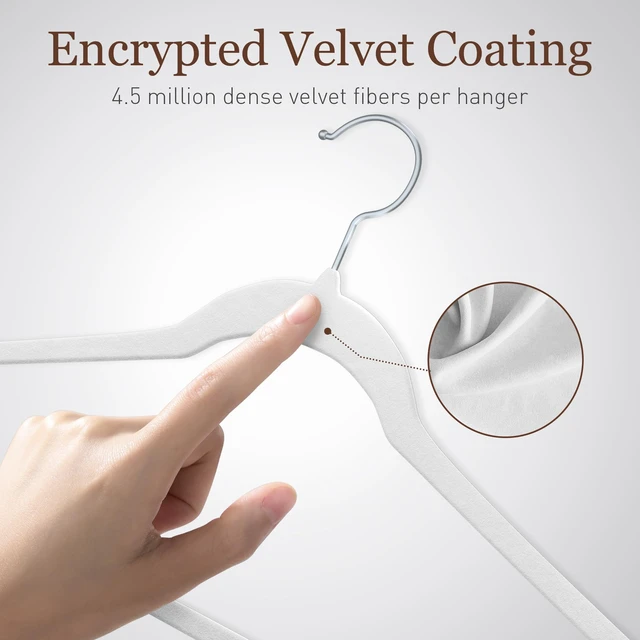 Alt view image 3 of 7 - Velvet Hangers 30 Pack, 17.5" Non-Slip Clothes Hangers, White | 10 lbs Capacity, 360° Swivel Hook, 0.2" Slim Space-Saving Design for Closet, Suits, Pants, Coats, Skirts, Jeans, Sweaters