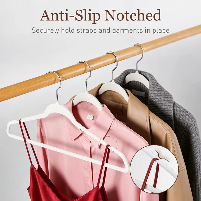 Alt view image 4 of 7 - Velvet Hangers 30 Pack, 17.5" Non-Slip Clothes Hangers, White | 10 lbs Capacity, 360° Swivel Hook, 0.2" Slim Space-Saving Design for Closet, Suits, Pants, Coats, Skirts, Jeans, Sweaters