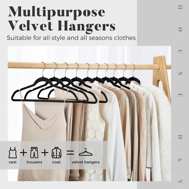 Alt view image 2 of 7 - Premium Velvet Hangers 30 Pack, Non-Slip Flocked Felt Hangers | Black Sturdy Clothes Hangers with 360° Rotatable Hook, Heavy Duty Coat Hanger, Durable Slim Hanger for Closet Space Saving