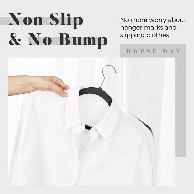 Alt view image 3 of 7 - Premium Velvet Hangers 30 Pack, Non-Slip Flocked Felt Hangers | Black Sturdy Clothes Hangers with 360° Rotatable Hook, Heavy Duty Coat Hanger, Durable Slim Hanger for Closet Space Saving