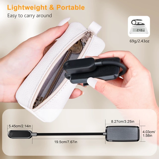 Alt view image 5 of 5 - 16 LED Rechargeable Book Light for Reading in Bed | Eye Caring 3 Color Temperatures,Stepless Dimming Brightness,80 Hrs Runtime,Lightweight Flexible Clip on Light for Book Lovers