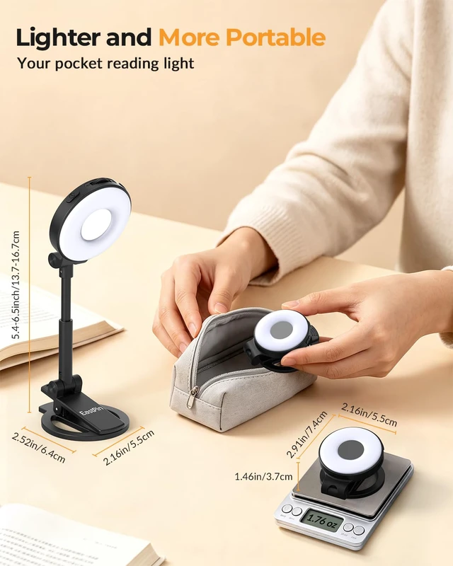 Alt view image 6 of 7 - Book Light for Night Reading in Bed: Rechargeable Clip On Reading Light | 18 LED Eye-Caring Booklight with 5 Color Temps, Silent Stepless Dimming, Timer & Memory 90Hrs Runtime Gifts for Book Lovers