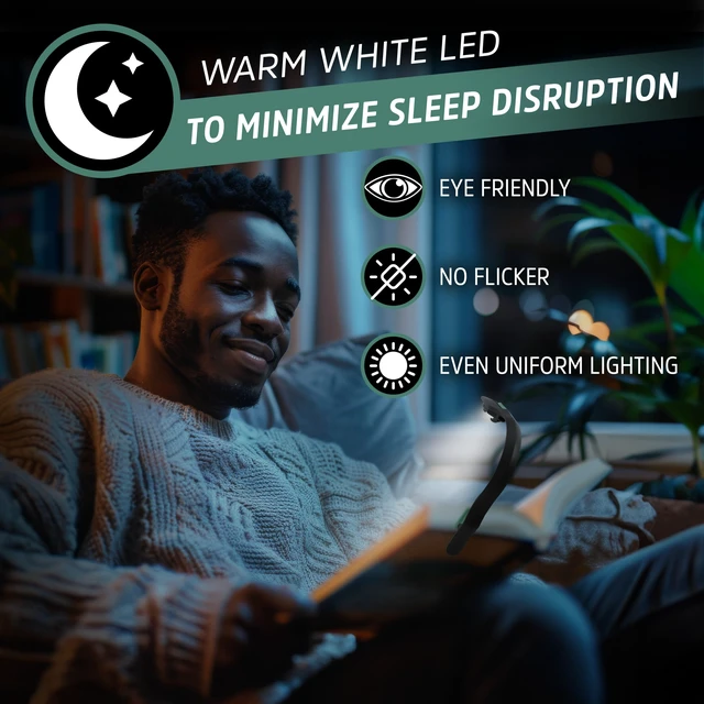 Alt view image 2 of 7 - Flex-R LED Rechargeable Book Lights for Reading at Night, Reading Light with Warm LED Color, Long-Lasting and Lightweight Reading Lamp