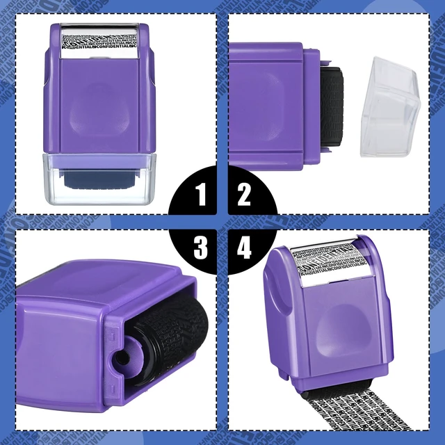 Alt view image 4 of 6 - 2 Pack Identity Protection Roller Stamp 4 Pack Refill Ink,Purple | Confidential Privacy Stamp, Information Blocker for ID, Account, Data and Address Security, Prevents Identity Theft Risk