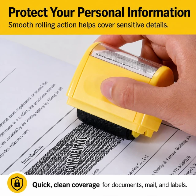 Alt view image 5 of 7 - Guard Your ID Identity Theft Protection Roller Stamp - 6 Refill Bottles | Privacy & Security Stamp, Designed for ID Blackout Security, for Home Office to shield Addresses, Account IDs & private data