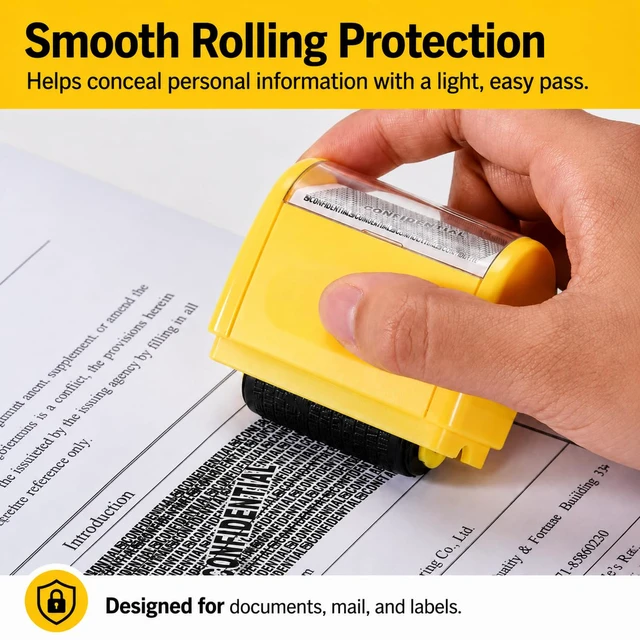 Alt view image 7 of 7 - Guard Your ID Identity Theft Protection Roller Stamp - 6 Refill Bottles | Privacy & Security Stamp, Designed for ID Blackout Security, for Home Office to shield Addresses, Account IDs & private data