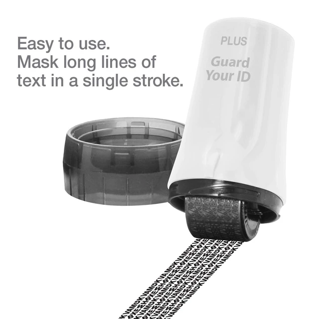 Alt view image 3 of 7 - Identity Theft Protection Roller Stamp, Guard Your ID, White | Pre-inked, 1,000 impressions per roller, covers 3 lines per pass, works on paper, envelopes, prescription labels, twist cap