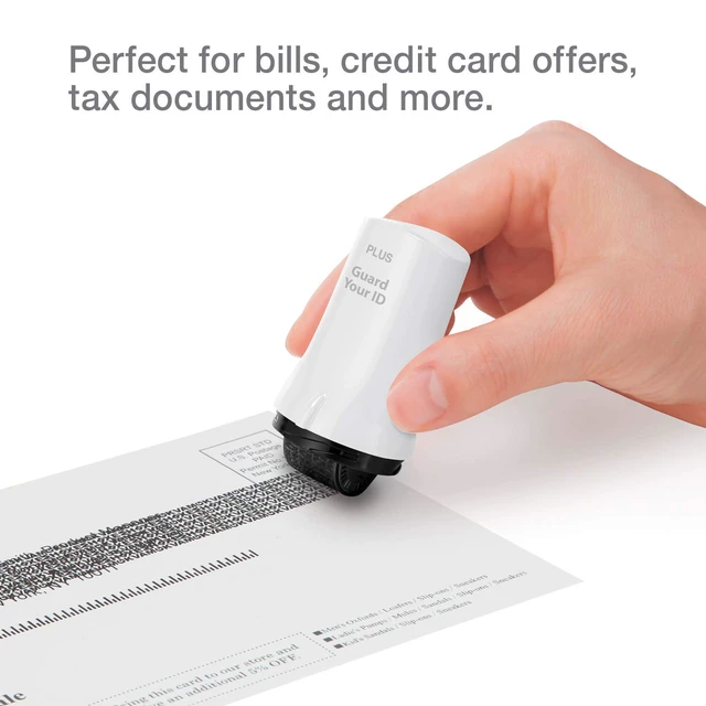Alt view image 4 of 7 - Identity Theft Protection Roller Stamp, Guard Your ID, White | Pre-inked, 1,000 impressions per roller, covers 3 lines per pass, works on paper, envelopes, prescription labels, twist cap