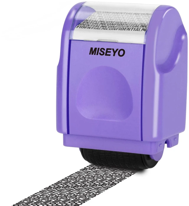 Main image of Identity Theft Protection Roller Stamps for Data Barcode ID Privacy,Anti-Theft Security Prevention Confidential Roller Stamp Easy for Guard Personal Information Blockout - Purple