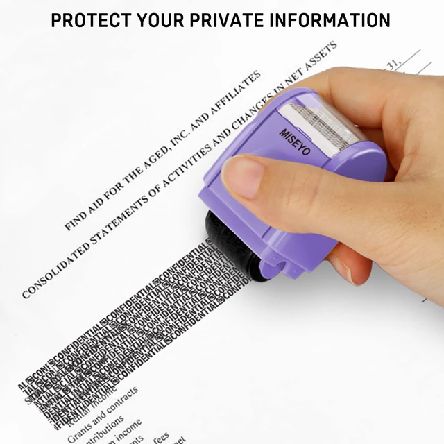 Alt view image 4 of 7 - Identity Theft Protection Roller Stamps for Data Barcode ID Privacy,Anti-Theft Security Prevention Confidential Roller Stamp Easy for Guard Personal Information Blockout - Purple