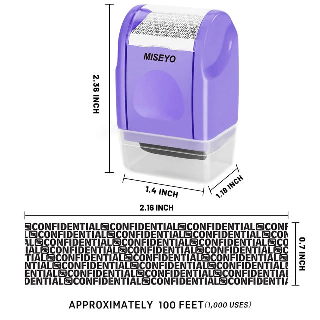 Alt view image 2 of 7 - Identity Theft Protection Roller Stamps for Data Barcode ID Privacy,Anti-Theft Security Prevention Confidential Roller Stamp Easy for Guard Personal Information Blockout - Purple