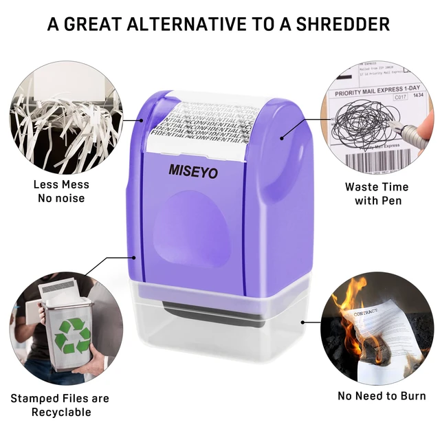 Alt view image 5 of 7 - Identity Theft Protection Roller Stamps for Data Barcode ID Privacy,Anti-Theft Security Prevention Confidential Roller Stamp Easy for Guard Personal Information Blockout - Purple